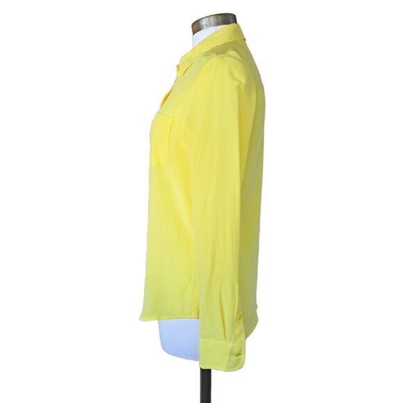 EQUIPMENT Brett Silk Button-Front Shirt Size Small Lemon Yellow Long Sleeve - Picture 4 of 10